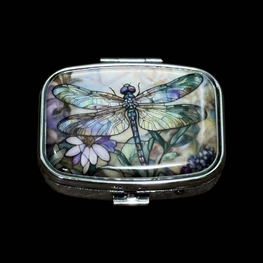 Cute Dragonfly Portable Metal Pill Organizer Case